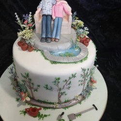 celebration cake anniversary garden bench couple