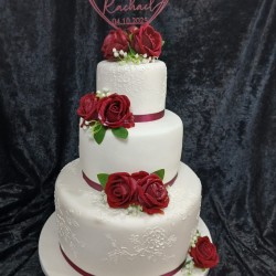 james and rachel three tier red flowers 