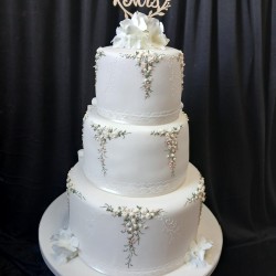 three tier mr and mrs wedding cake